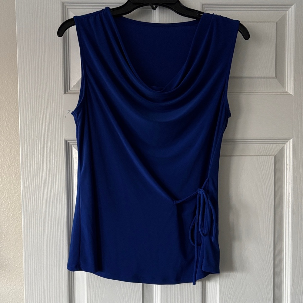 Elegant Royal Blue Women's Cowl neck Top